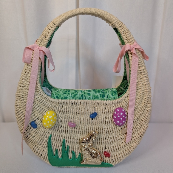 Betsey Johnson On The Hunt Wicker Easter Basket Bag With Bunny - Picture 2 of 8